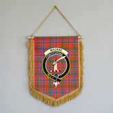 MacRae Ancient Tartan Crest Wall Hanging Banner - Wood Pole